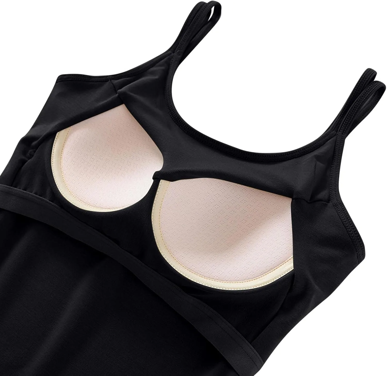 Workout Tops for Women Built in Bra Solid Basic Padded Underwear for Yoga U Neck Slim Athletic Camisole Tops 2025