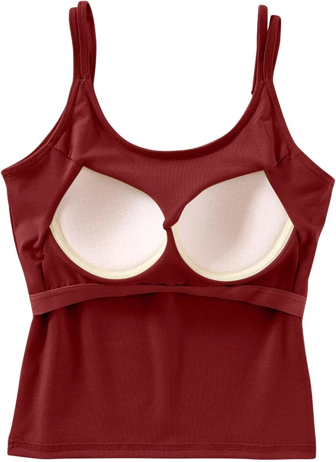 Workout Tops for Women Built in Bra Solid Basic Padded Underwear for Yoga U Neck Slim Athletic Camisole Tops 2025