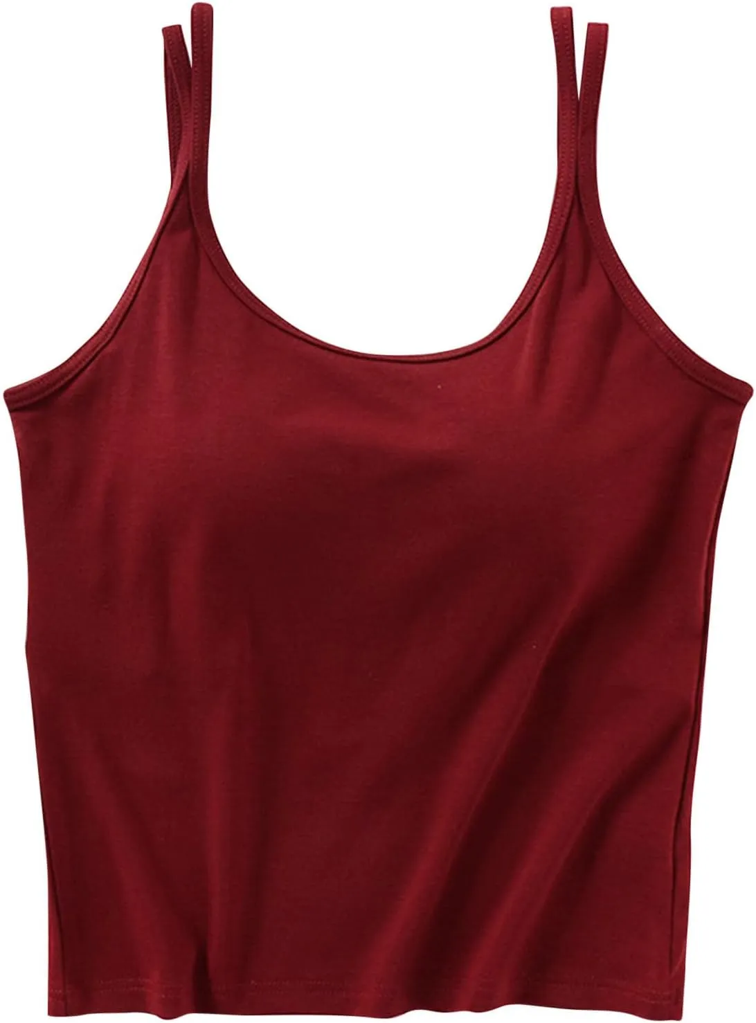 Workout Tops for Women Built in Bra Solid Basic Padded Underwear for Yoga U Neck Slim Athletic Camisole Tops 2025