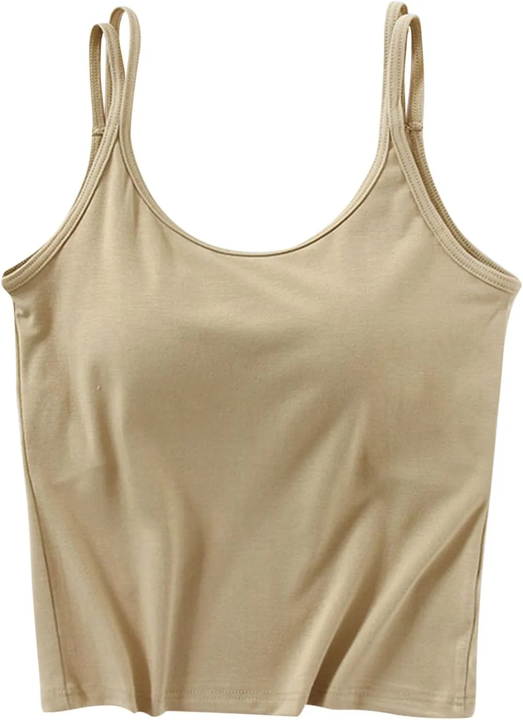 Workout Tops for Women Built in Bra Solid Basic Padded Underwear for Yoga U Neck Slim Athletic Camisole Tops 2025