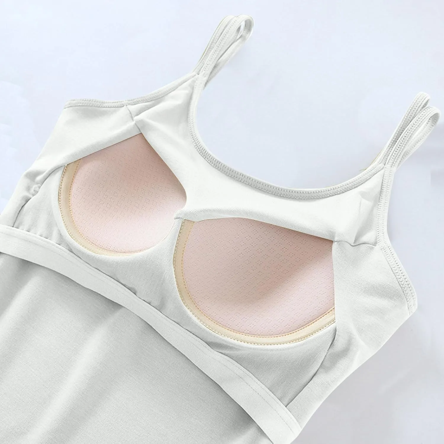 Workout Tops for Women Built in Bra Solid Basic Padded Underwear for Yoga U Neck Slim Athletic Camisole Tops 2025