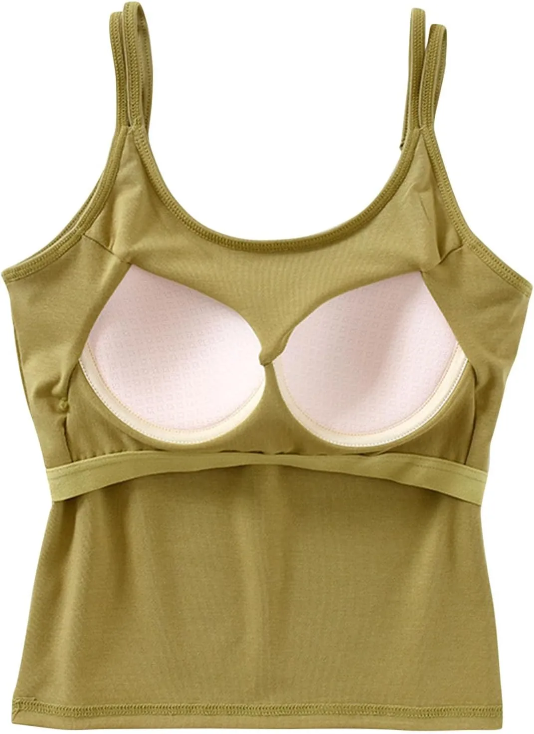 Workout Tops for Women Built in Bra Solid Basic Padded Underwear for Yoga U Neck Slim Athletic Camisole Tops 2025