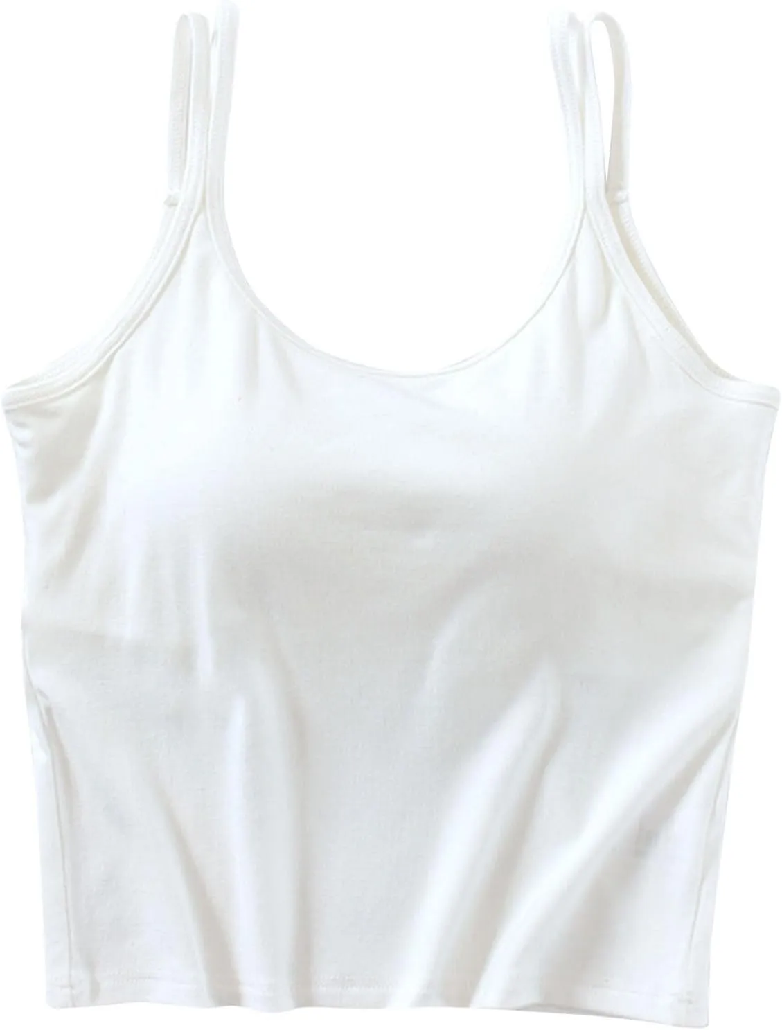 Workout Tops for Women Built in Bra Solid Basic Padded Underwear for Yoga U Neck Slim Athletic Camisole Tops 2025