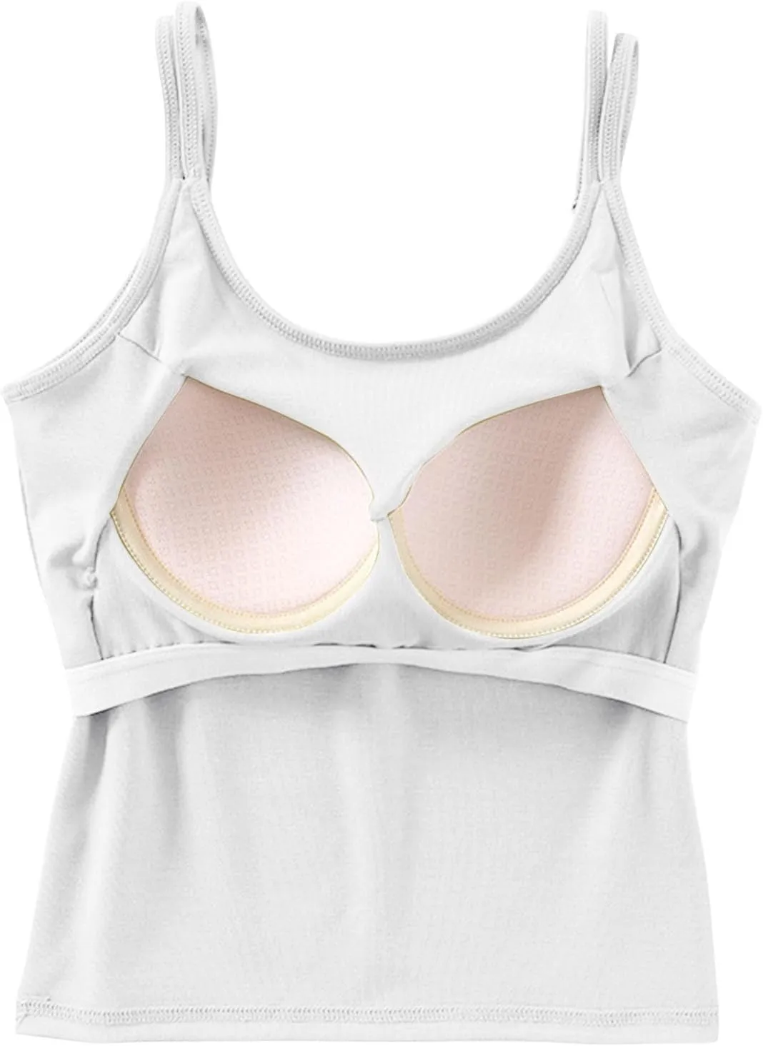 Workout Tops for Women Built in Bra Solid Basic Padded Underwear for Yoga U Neck Slim Athletic Camisole Tops 2025