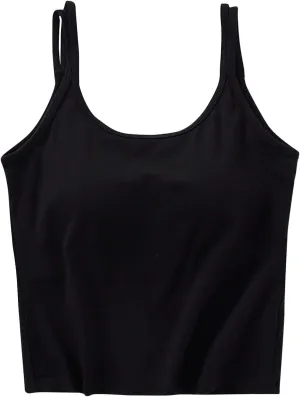 Workout Tops for Women Built in Bra Solid Basic Padded Underwear for Yoga U Neck Slim Athletic Camisole Tops 2025