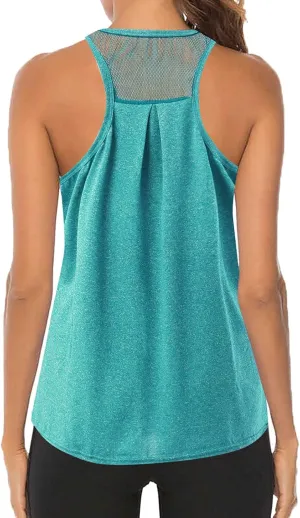 Workout Tops for Women Quick Dry Athletic Yoga Blouse Loose Fit Racerback Mesh Backless Muscle Tank Running Shirts