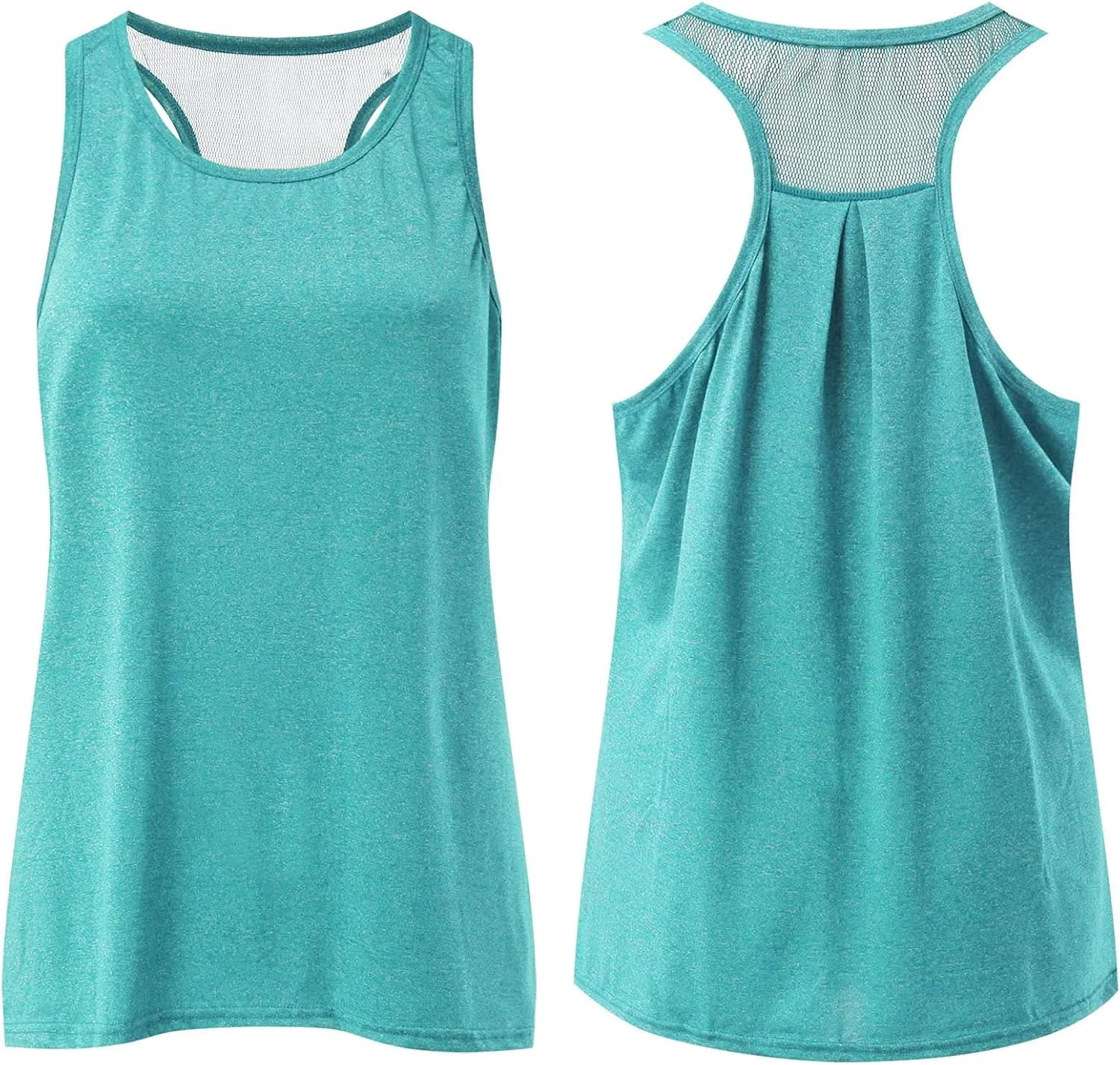 Workout Tops for Women Quick Dry Athletic Yoga Blouse Loose Fit Racerback Mesh Backless Muscle Tank Running Shirts