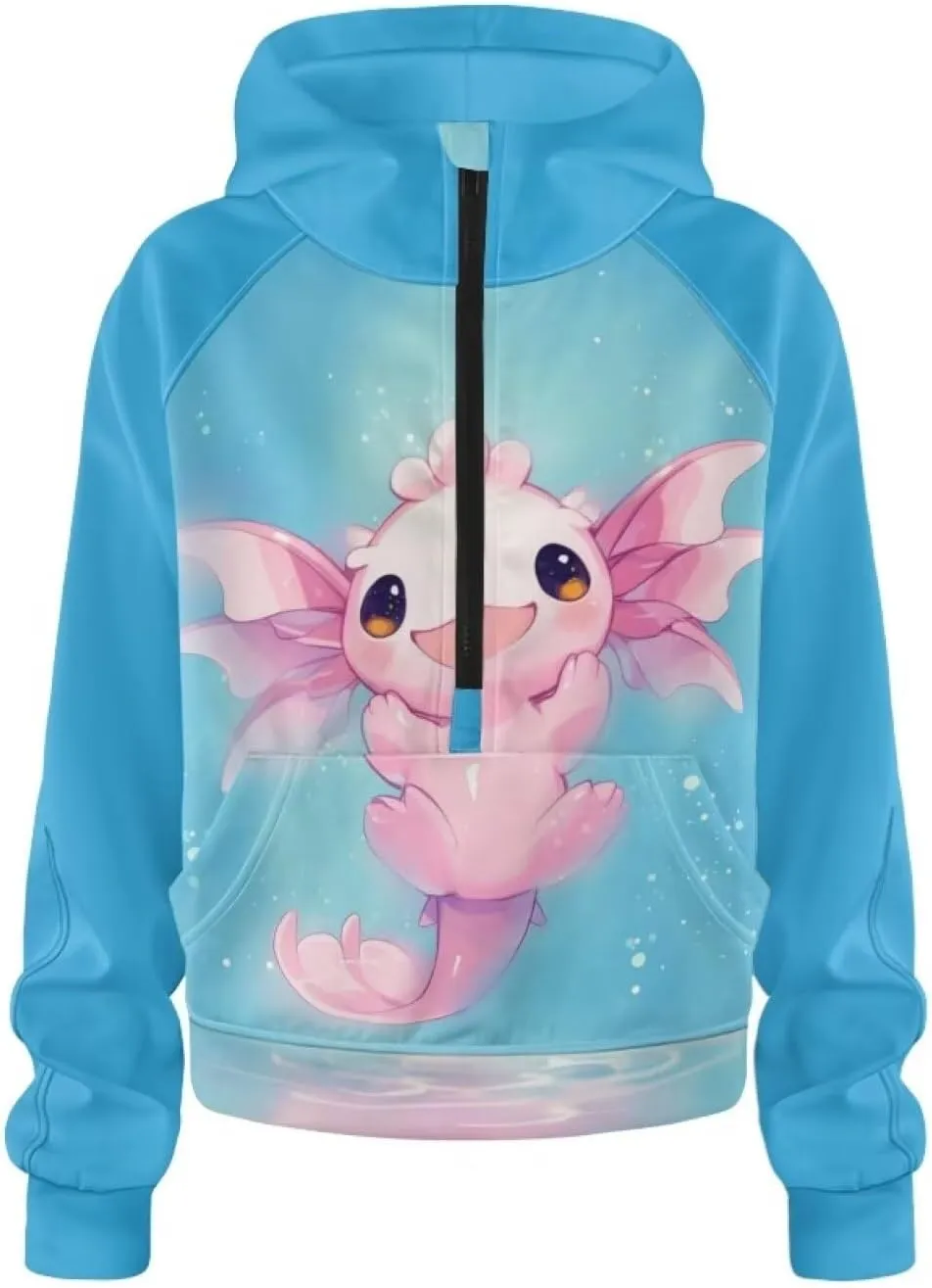 Xpyiqun Zipper Hoodies Y2K Long Sleeve Oversized Sweatshirts Graphic Zip Up Hoodie for Women Crop Pullover Fall Jackets