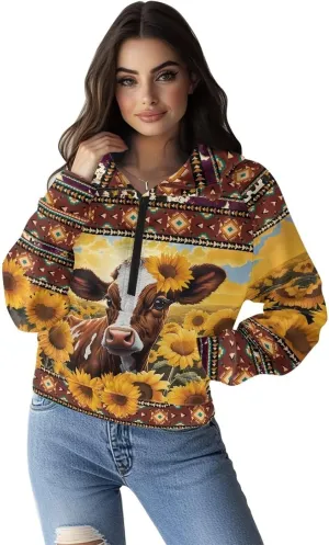 Xpyiqun Zipper Hoodies Y2K Long Sleeve Oversized Sweatshirts Graphic Zip Up Hoodie for Women Crop Pullover Fall Jackets