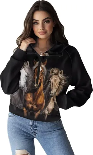 Xpyiqun Zipper Hoodies Y2K Long Sleeve Oversized Sweatshirts Graphic Zip Up Hoodie for Women Crop Pullover Fall Jackets