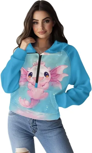 Xpyiqun Zipper Hoodies Y2K Long Sleeve Oversized Sweatshirts Graphic Zip Up Hoodie for Women Crop Pullover Fall Jackets