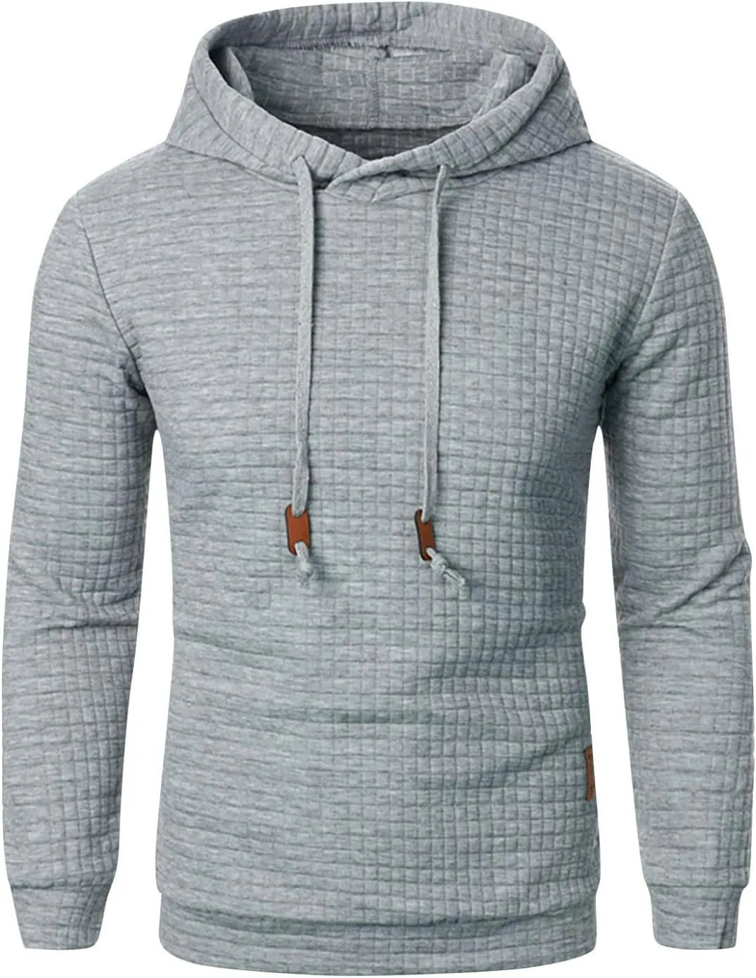 Ymosrh Mens Fashion Hoodie Pullover Sweatshirts Long Sleeve Solid Color Plaid Jacquard Hoodies Casual Drawstring Tops, S-XL