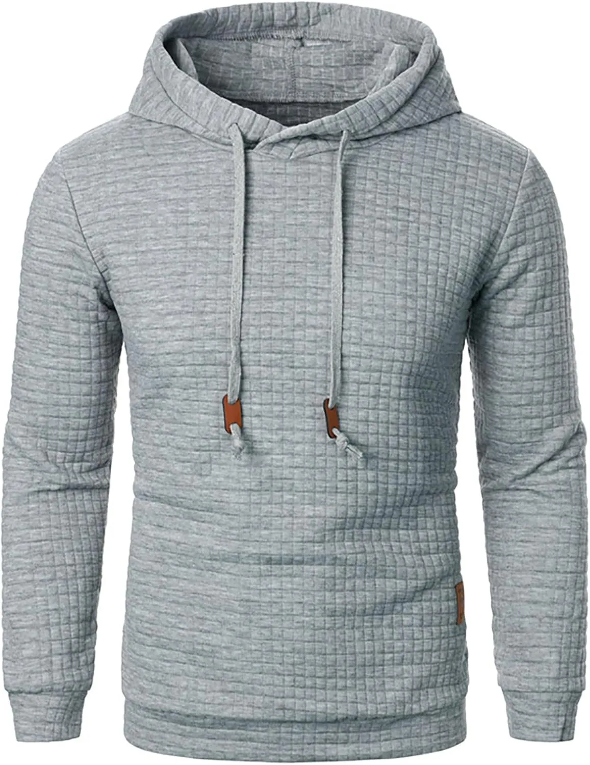 Ymosrh Mens Fashion Hoodie Pullover Sweatshirts Long Sleeve Solid Color Plaid Jacquard Hoodies Casual Drawstring Tops, S-XL