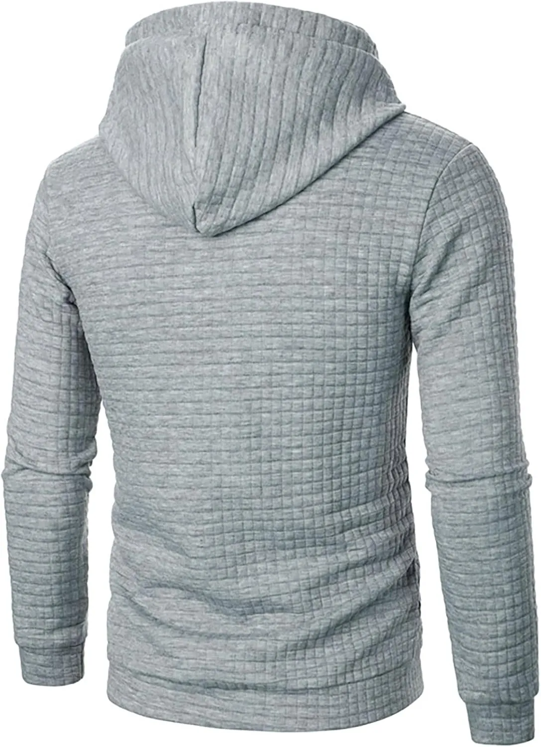 Ymosrh Mens Fashion Hoodie Pullover Sweatshirts Long Sleeve Solid Color Plaid Jacquard Hoodies Casual Drawstring Tops, S-XL