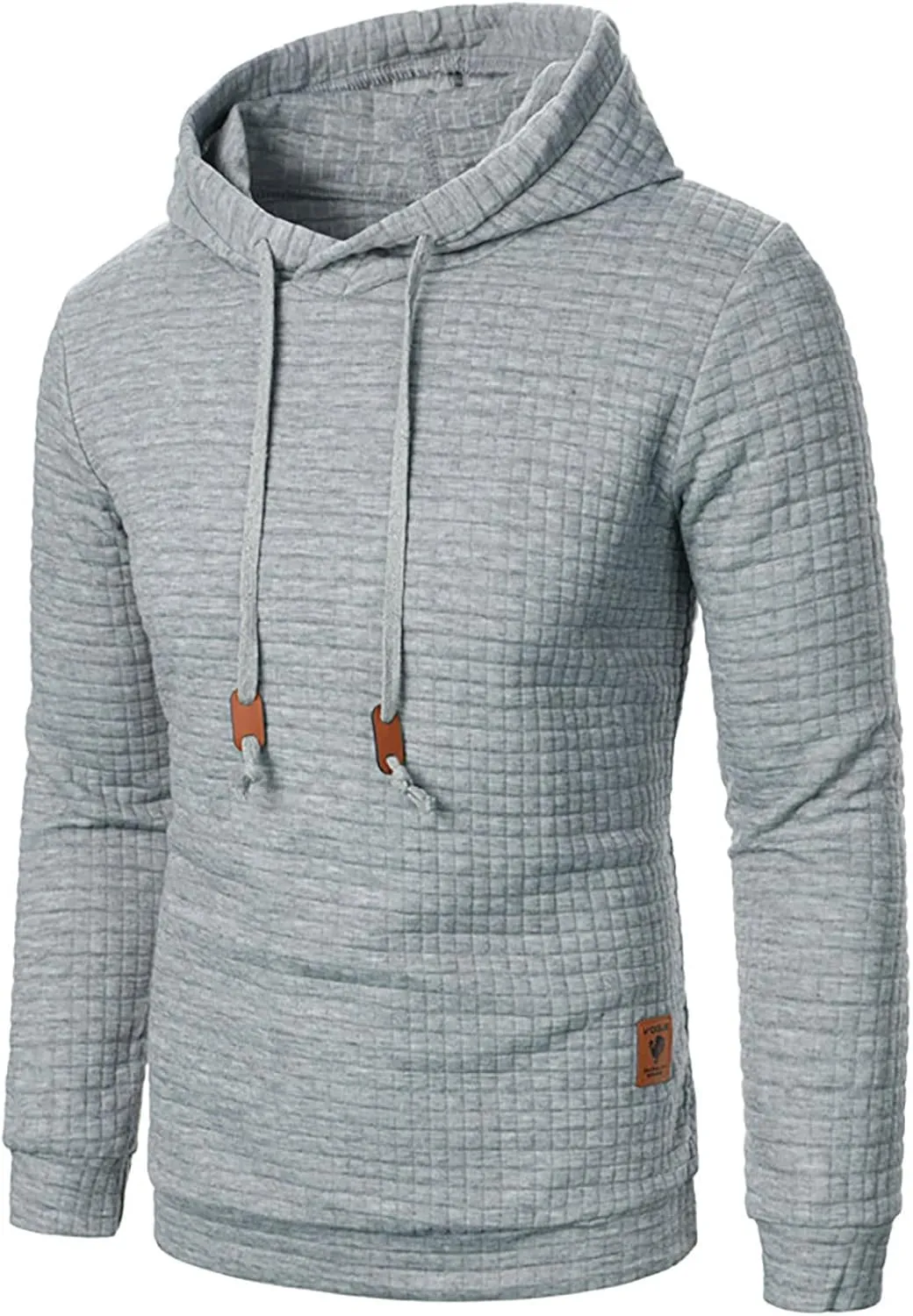 Ymosrh Mens Fashion Hoodie Pullover Sweatshirts Long Sleeve Solid Color Plaid Jacquard Hoodies Casual Drawstring Tops, S-XL