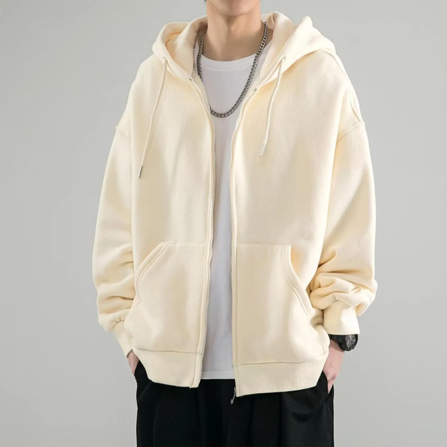 Ymosrh Men's Fashion Hoodies Long Sleeve Zip Up Hooded Sweatshirts with Pockets Gym Training Hoodie Jacket Coat, M-3XL