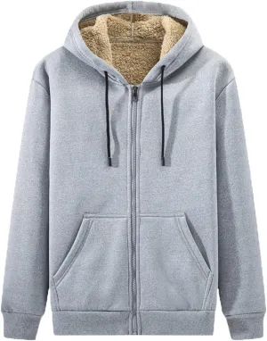 Ymosrh Men's Sweatshirts Casual Zip Up Hoodie Drawstring Long Sleeve Fleece Lined Hooded Sweatshirt, M-4XL