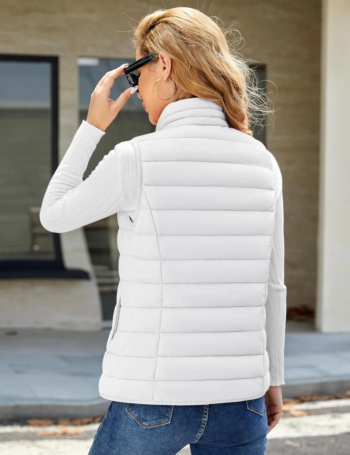 YUCOLEN Women's Puffer Vest Lightweight Stand Collar Zip Puffy Vests