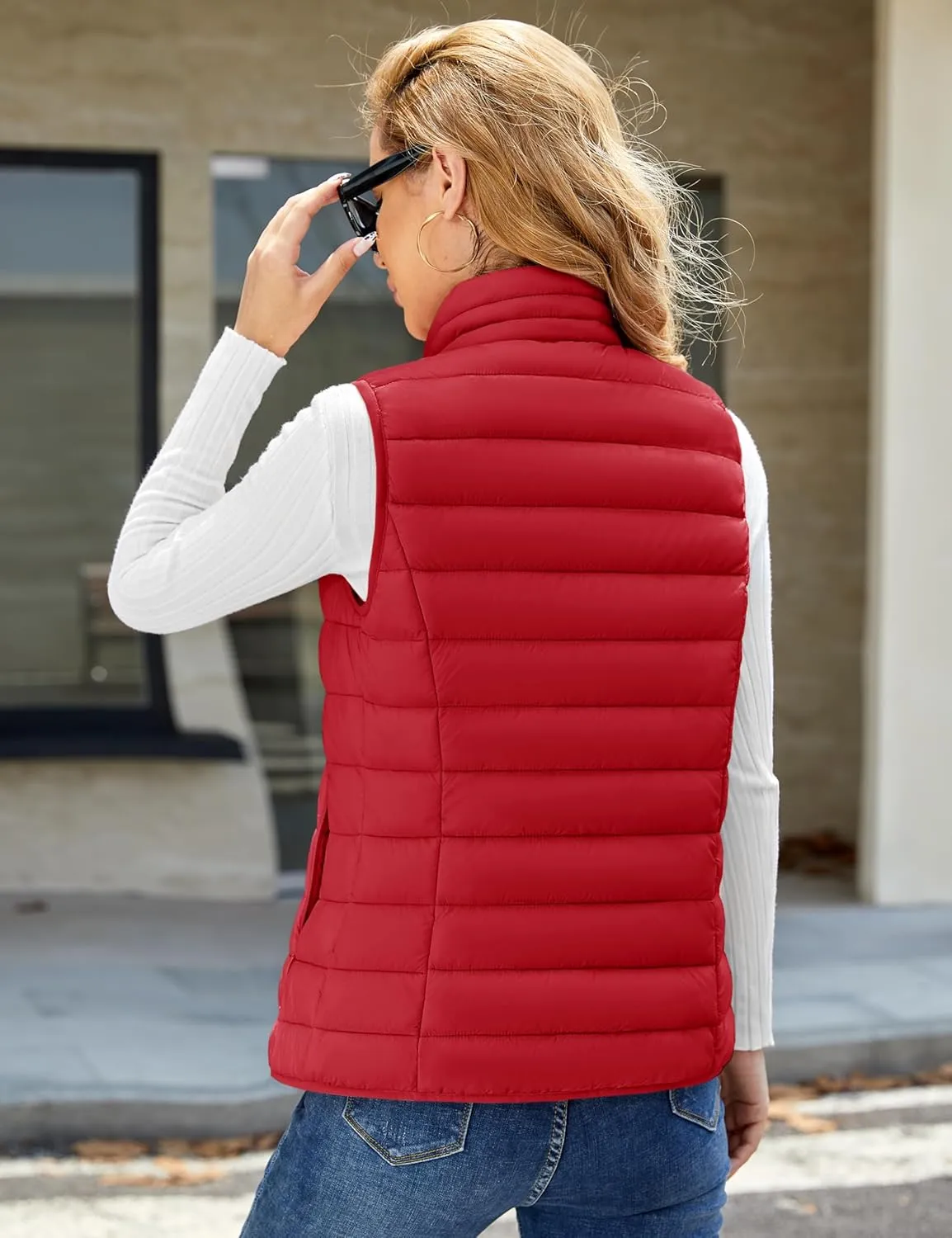 YUCOLEN Women's Puffer Vest Lightweight Stand Collar Zip Puffy Vests