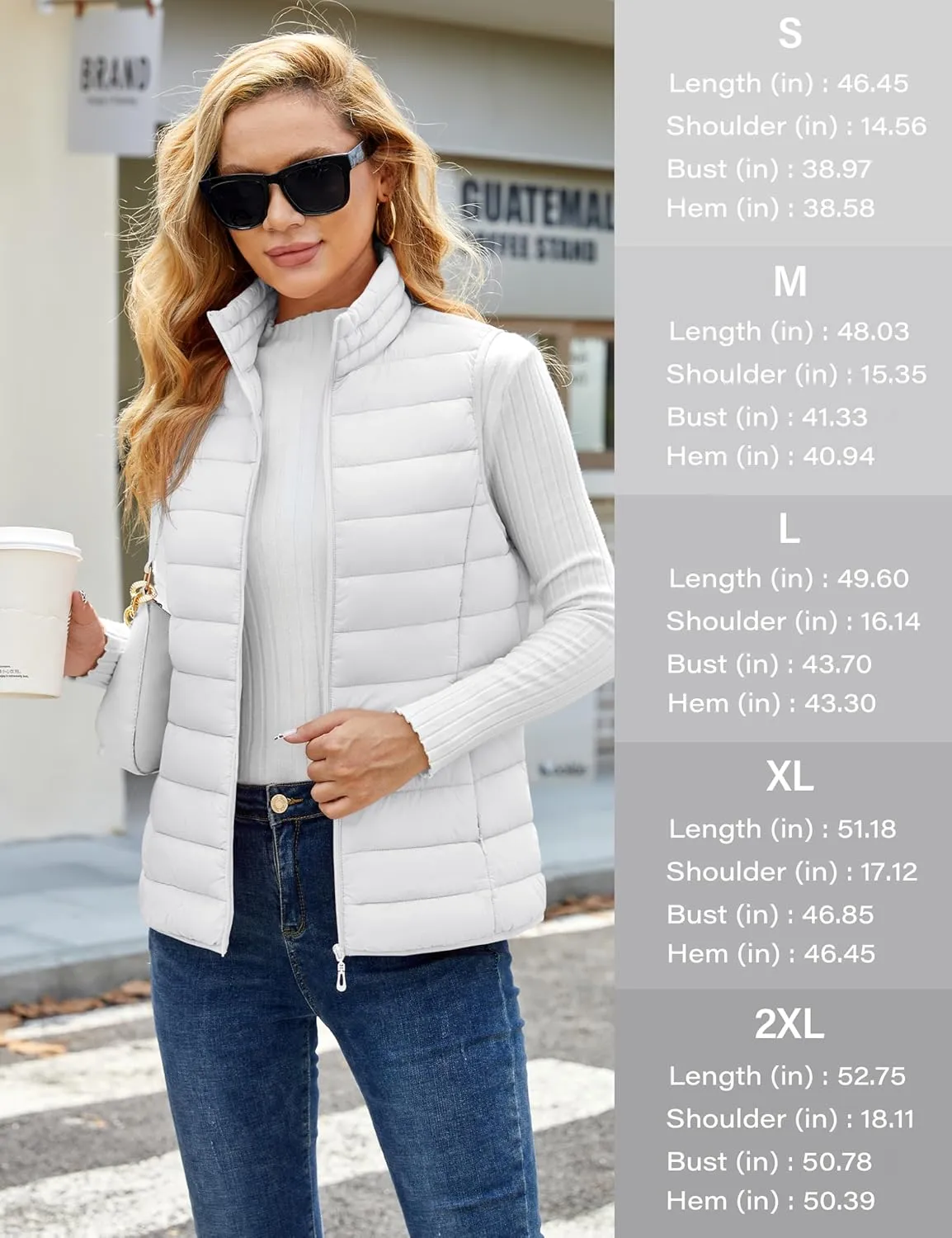 YUCOLEN Women's Puffer Vest Lightweight Stand Collar Zip Puffy Vests