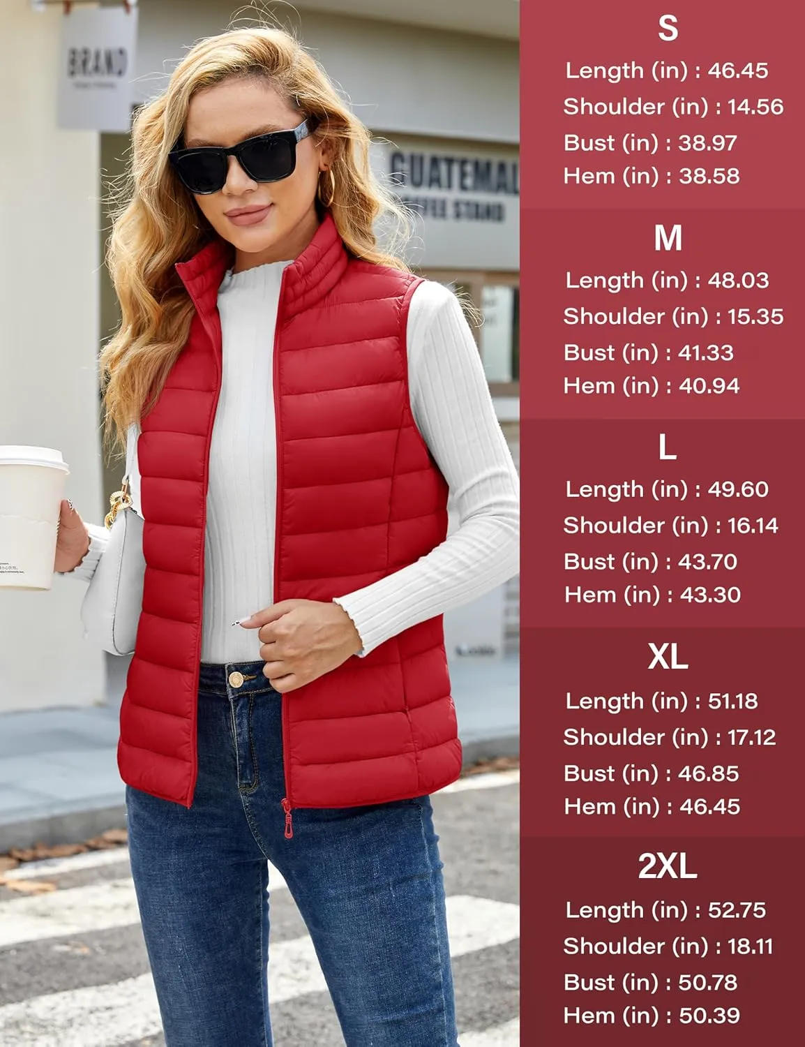 YUCOLEN Women's Puffer Vest Lightweight Stand Collar Zip Puffy Vests