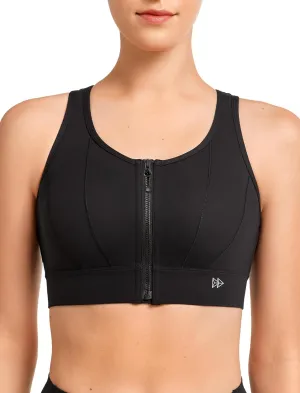 Yvette Front Closure Sports Bras for Women High Support Large Bust Supportive Sports Bra High Impact for Running