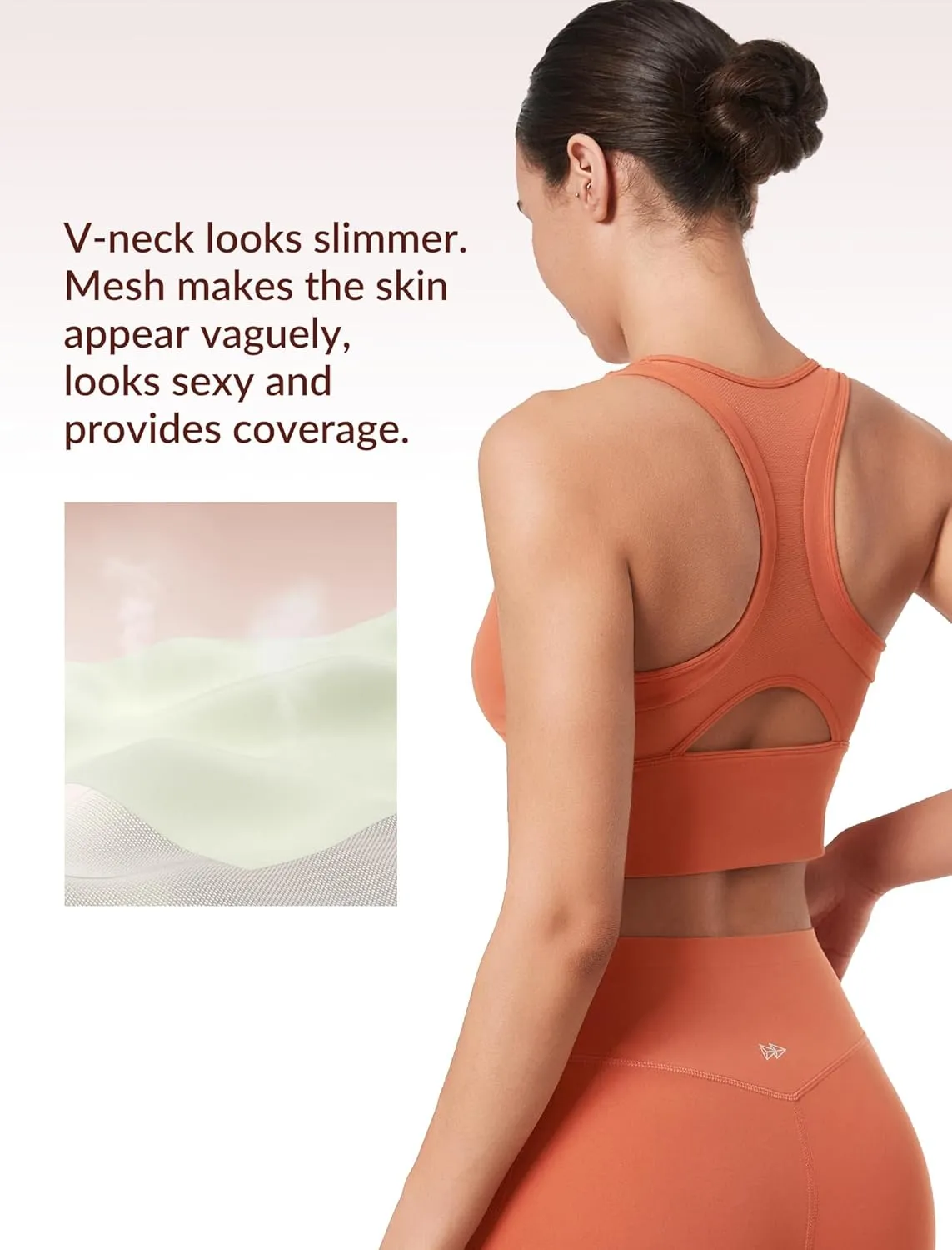 Yvette Mesh Desin Sports Bras for Women Wide Sides Racerback V Neck Yoga Bras Tank Top