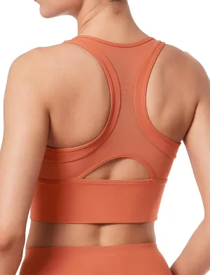 Yvette Mesh Desin Sports Bras for Women Wide Sides Racerback V Neck Yoga Bras Tank Top