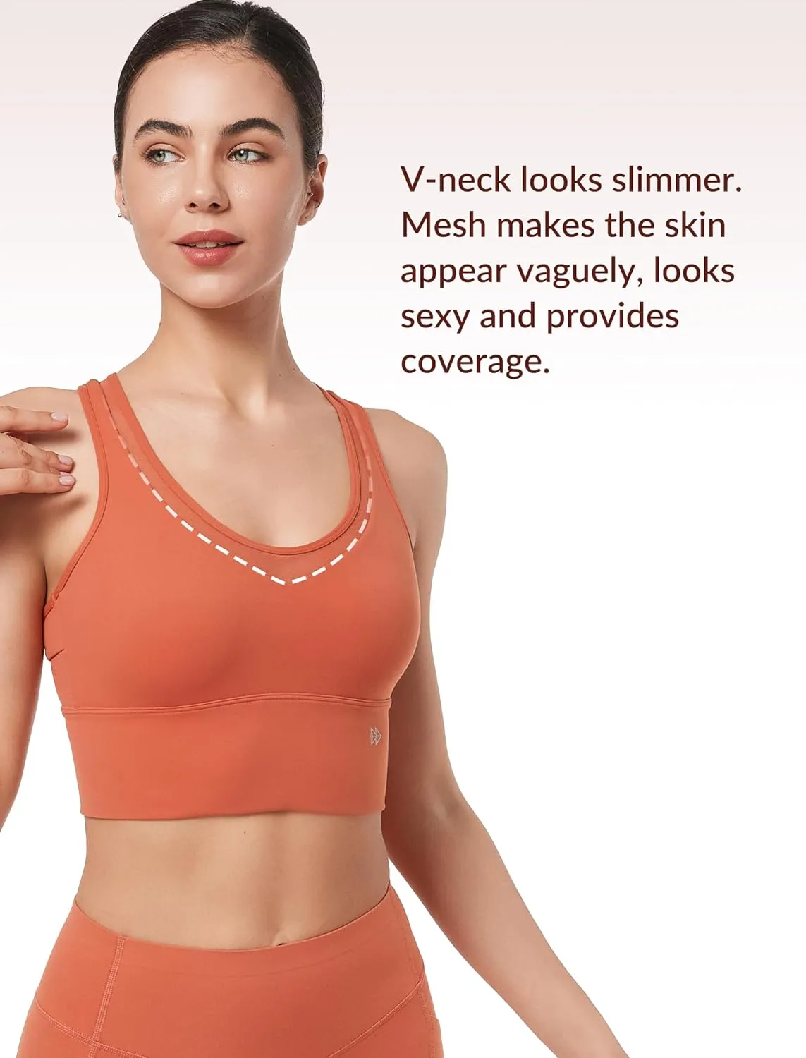 Yvette Mesh Desin Sports Bras for Women Wide Sides Racerback V Neck Yoga Bras Tank Top