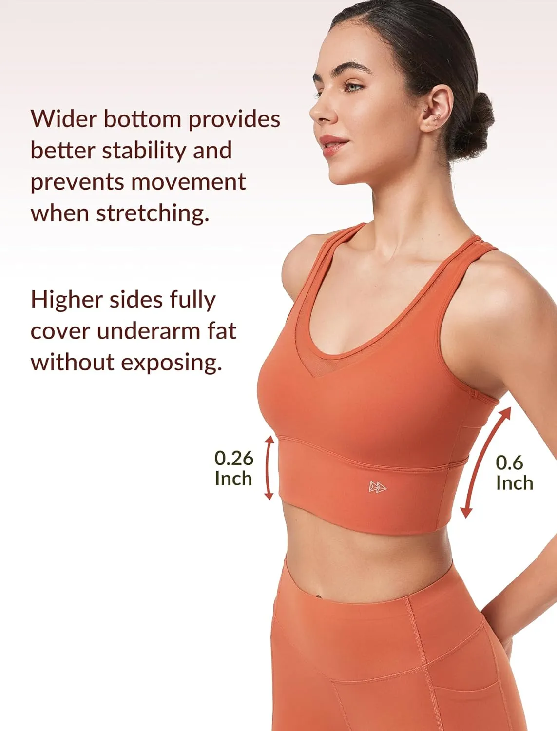 Yvette Mesh Desin Sports Bras for Women Wide Sides Racerback V Neck Yoga Bras Tank Top