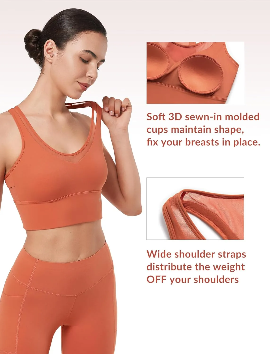 Yvette Mesh Desin Sports Bras for Women Wide Sides Racerback V Neck Yoga Bras Tank Top
