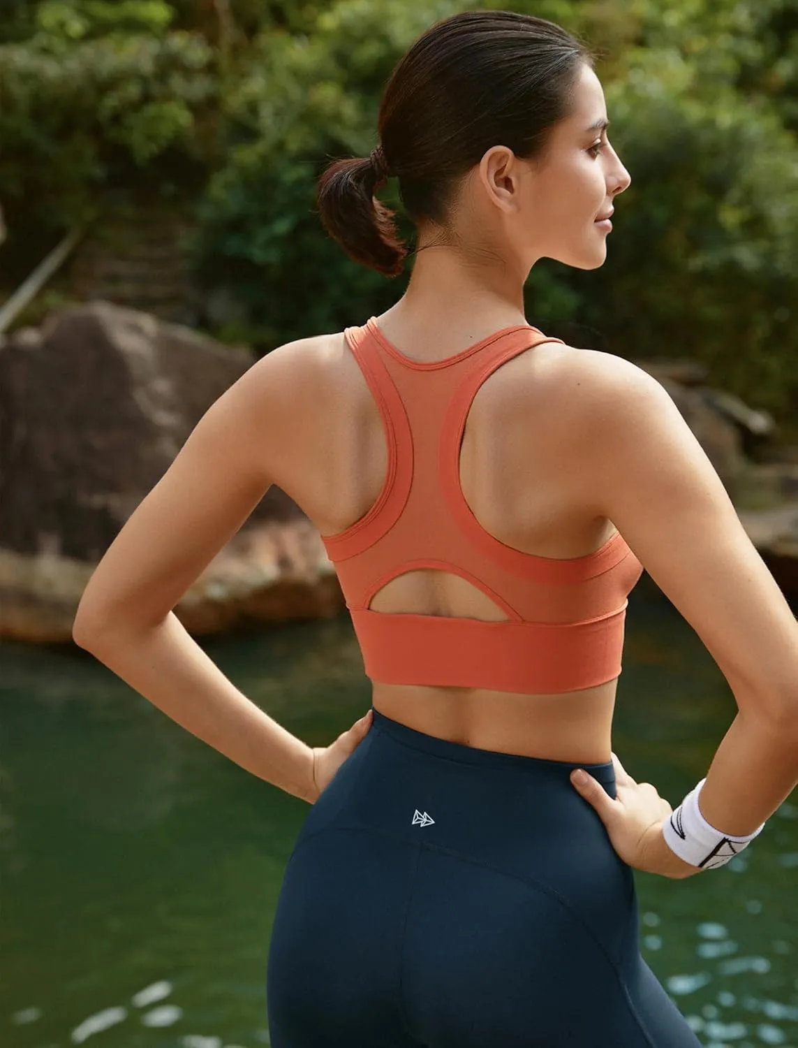 Yvette Mesh Desin Sports Bras for Women Wide Sides Racerback V Neck Yoga Bras Tank Top