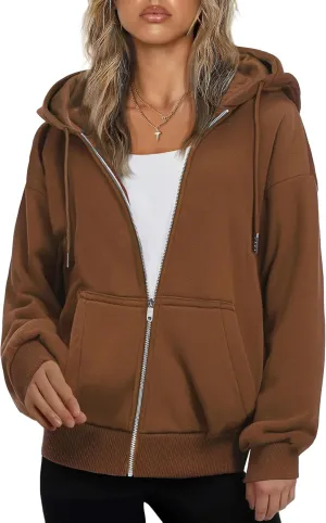 Zeagoo Women's Oversized Zip Up Hoodies Fleece Jacket Casual 2025 Fall Winter Sweatshirts Y2K Hoodies