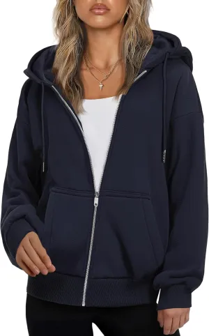 Zeagoo Women's Oversized Zip Up Hoodies Fleece Jacket Casual 2025 Fall Winter Sweatshirts Y2K Hoodies