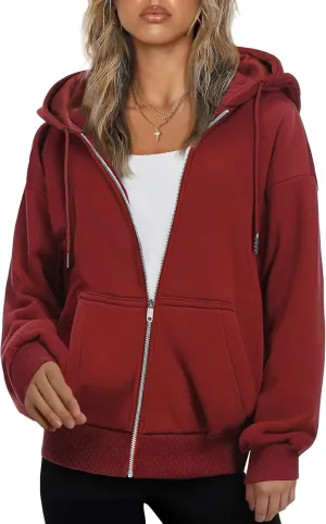 Zeagoo Women's Oversized Zip Up Hoodies Fleece Jacket Casual 2025 Fall Winter Sweatshirts Y2K Hoodies