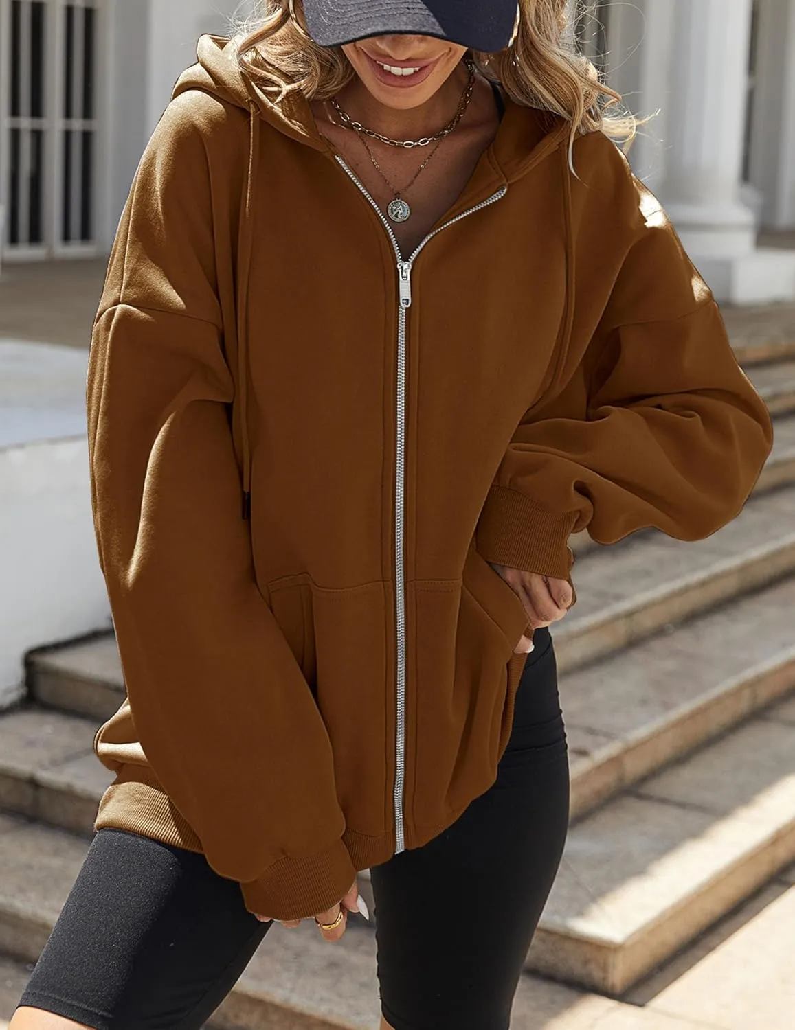 Zeagoo Women's Oversized Zip Up Hoodies Fleece Jacket Casual 2025 Fall Winter Sweatshirts Y2K Hoodies