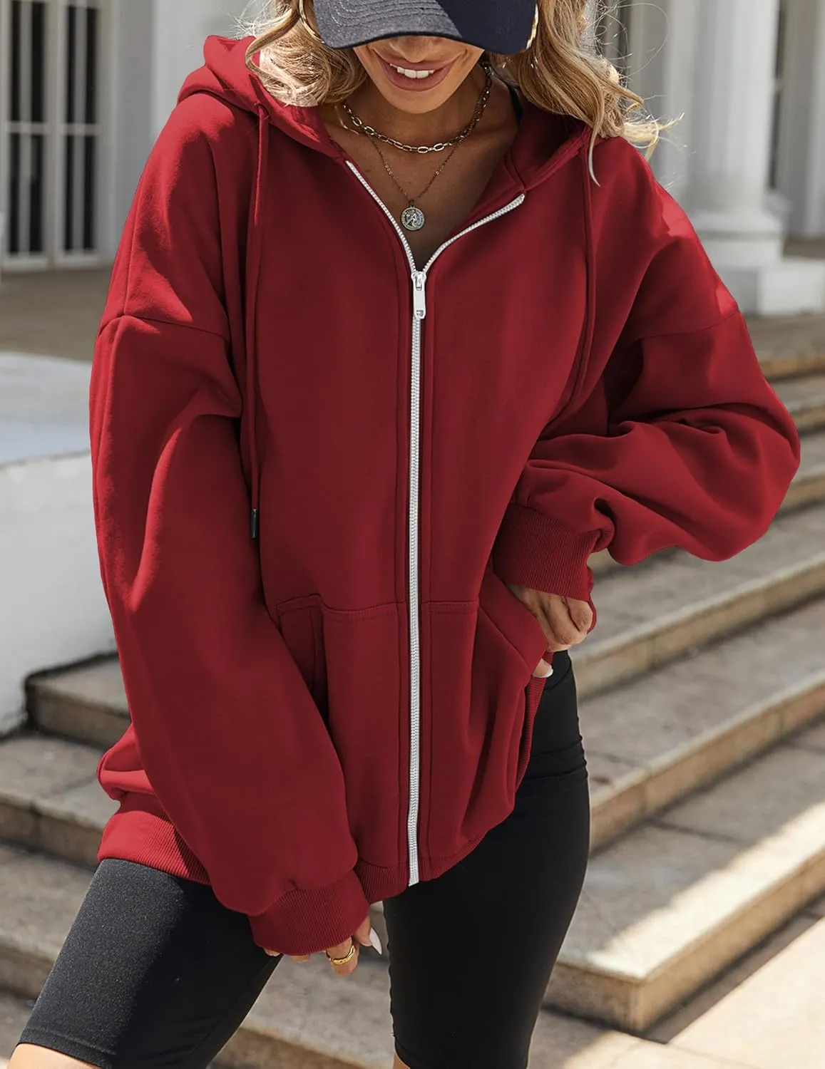 Zeagoo Women's Oversized Zip Up Hoodies Fleece Jacket Casual 2025 Fall Winter Sweatshirts Y2K Hoodies