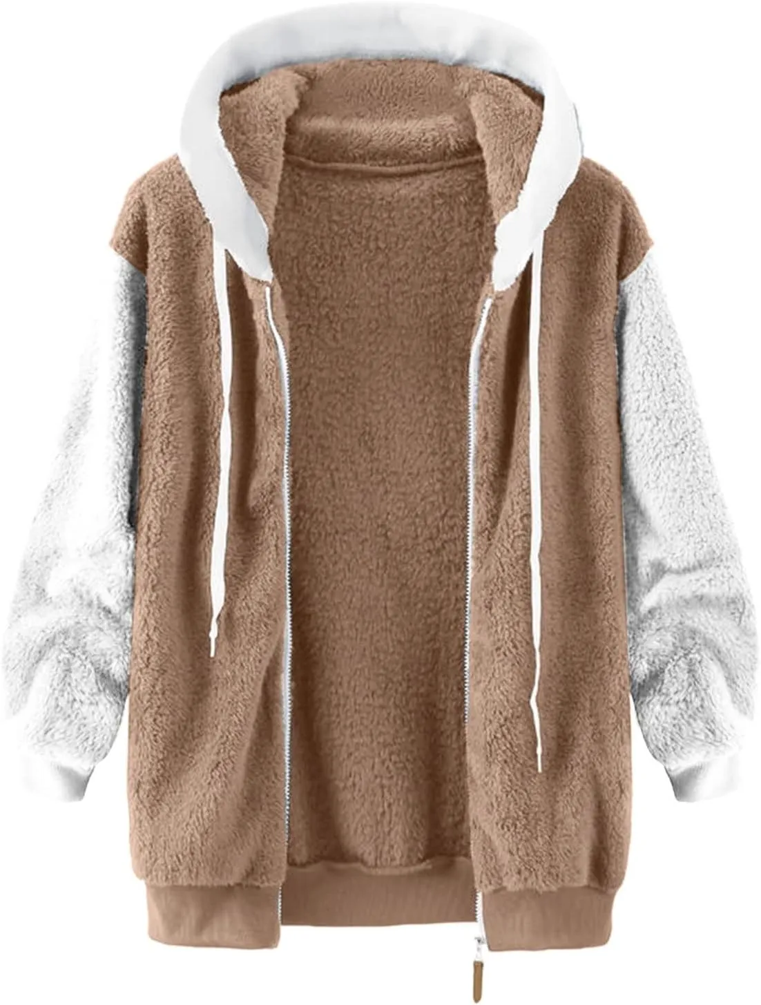 Zip Up Hoodies for Women 2023 Fall Fashion Solid Color Sweatershirt Pullover Tops Long Sleeve Warm Coat Furry Fleece Jacket