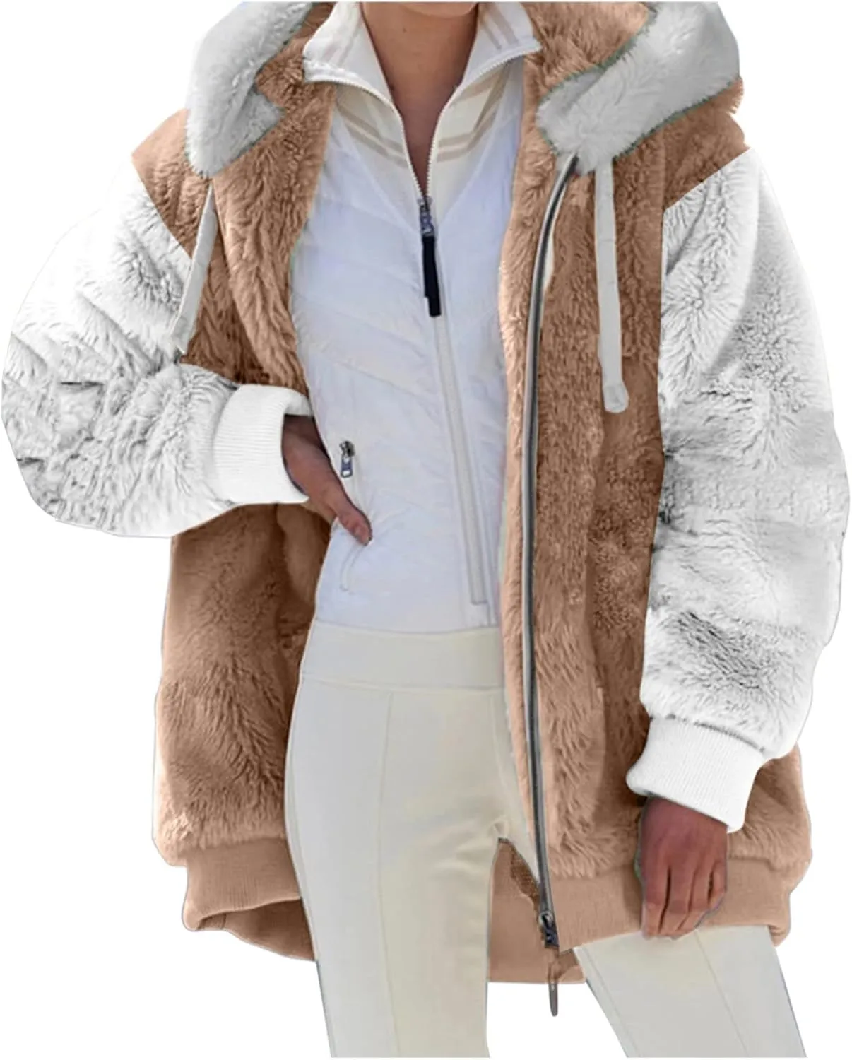 Zip Up Hoodies for Women 2023 Fall Fashion Solid Color Sweatershirt Pullover Tops Long Sleeve Warm Coat Furry Fleece Jacket