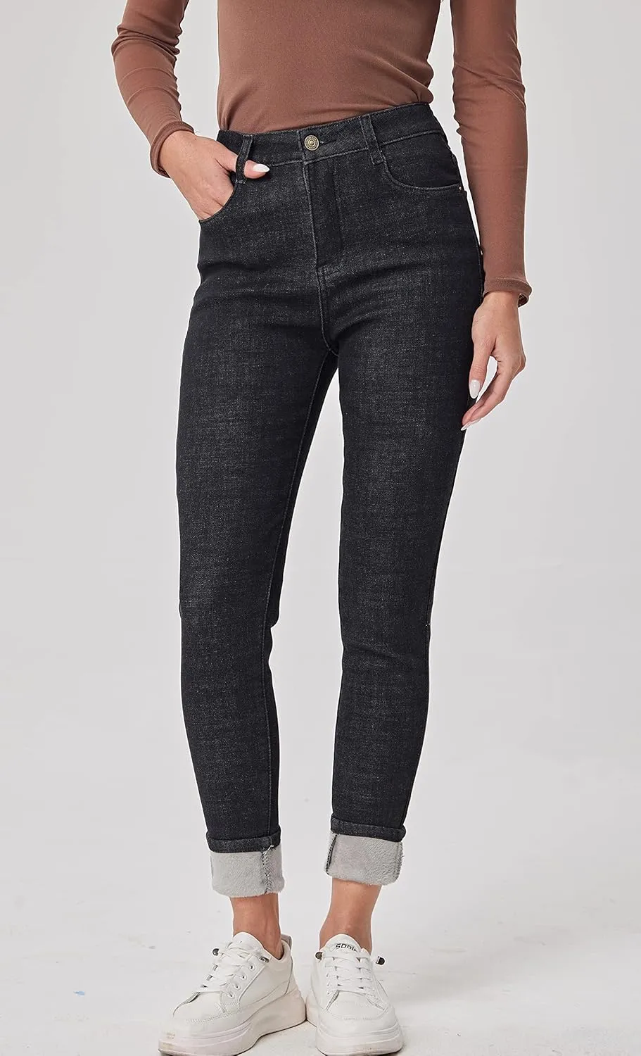 zsangbee Women's Thermal Jeans Fleece Lined Jeans Winter Skinny Jeans Warm Denim Pants