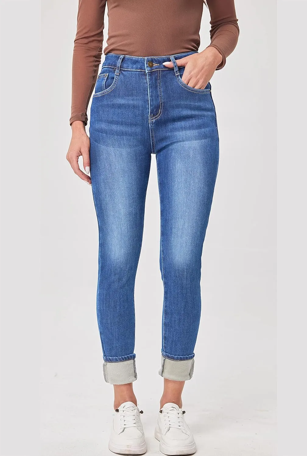 zsangbee Women's Thermal Jeans Fleece Lined Jeans Winter Skinny Jeans Warm Denim Pants