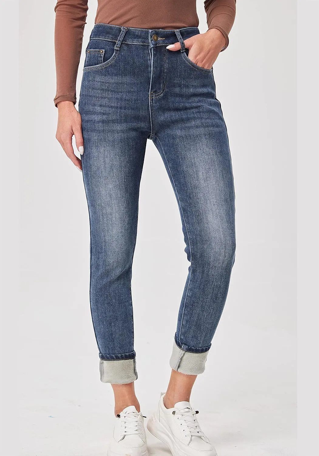 zsangbee Women's Thermal Jeans Fleece Lined Jeans Winter Skinny Jeans Warm Denim Pants