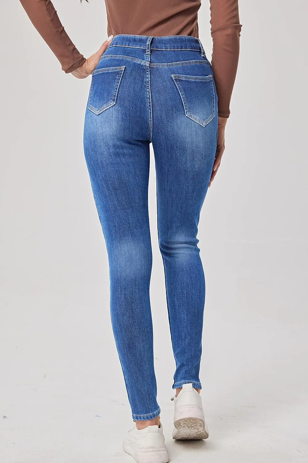 zsangbee Women's Thermal Jeans Fleece Lined Jeans Winter Skinny Jeans Warm Denim Pants