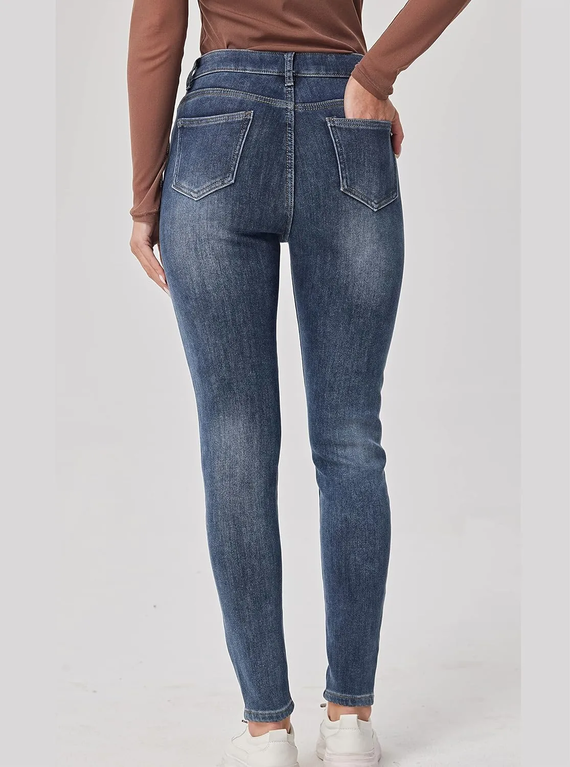 zsangbee Women's Thermal Jeans Fleece Lined Jeans Winter Skinny Jeans Warm Denim Pants
